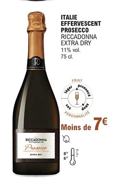 ITALIE EFFERVESCENT PROSECCO RICCADONNA EXTRA DRY 11% vol. 75 cl.