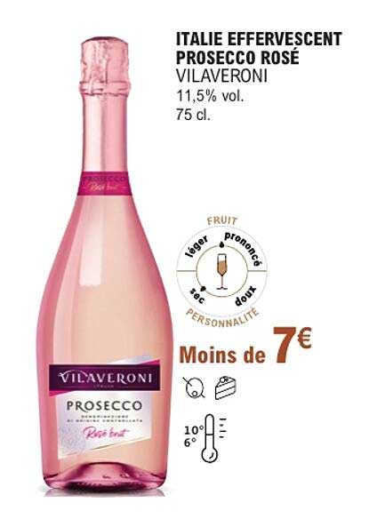 ITALIE EFFERVESCENT PROSECCO ROSÉ VILAVERONI 11,5% vol. 75 cl.
