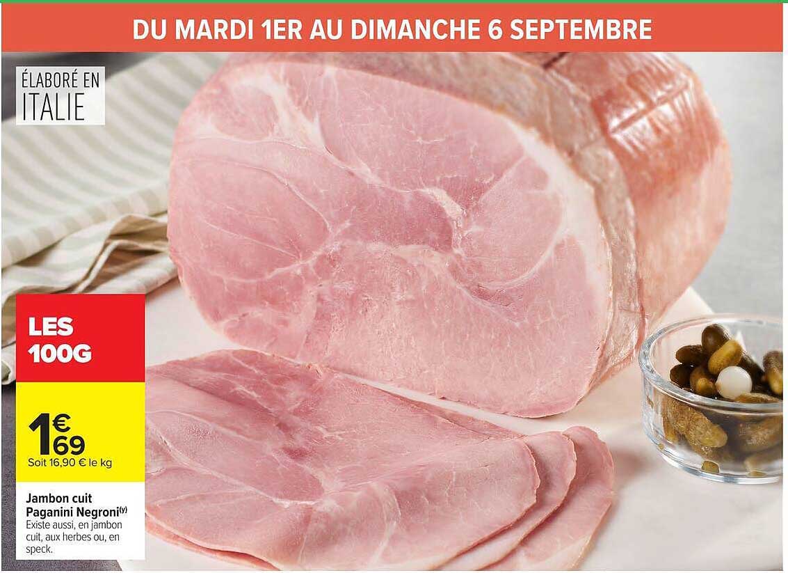 Jambon cuit Paganini Negroni