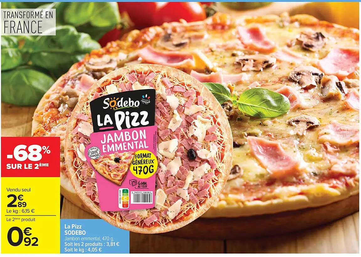La Pizz SODEBO Jambon Emmental 470 g