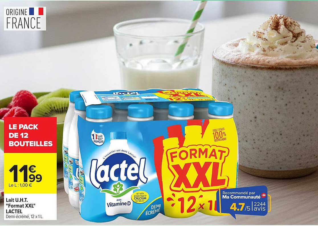 Lait U.H.T. "Format XXL" LACTEL