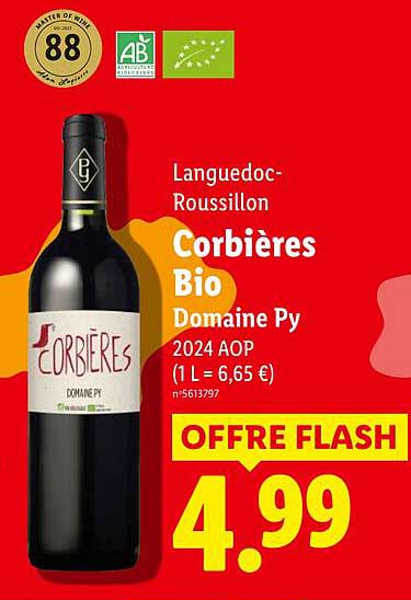 Languedoc-Roussillon Corbières Bio Domaine Py 2024 AOP (1 L = 6,65 €)