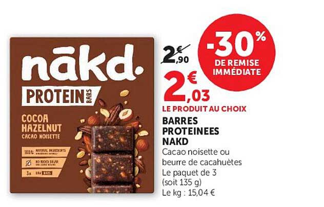 LE PRODUIT AU CHOIX BARRES PROTEINEES NAKD