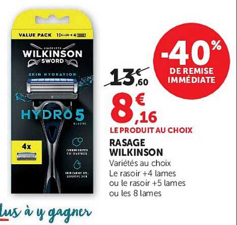 LE PRODUIT AU CHOIX RASAGE WILKINSON