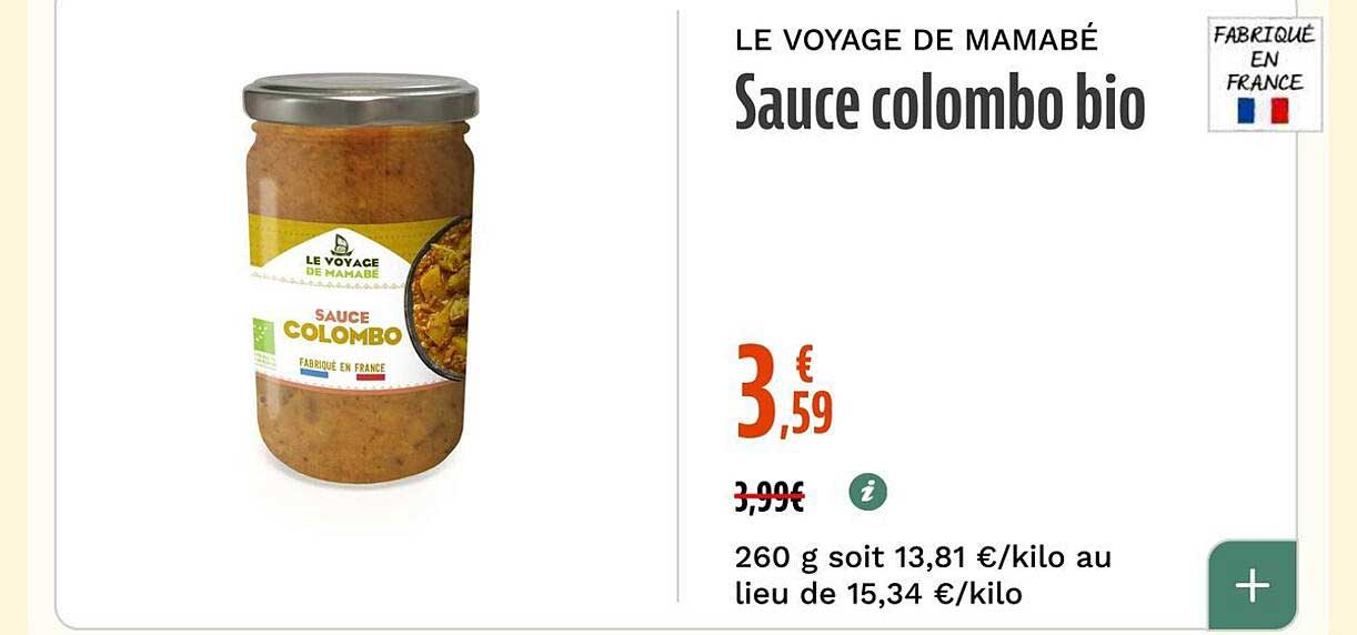 LE VOYAGE DE MAMABÉ Sauce colombo bio