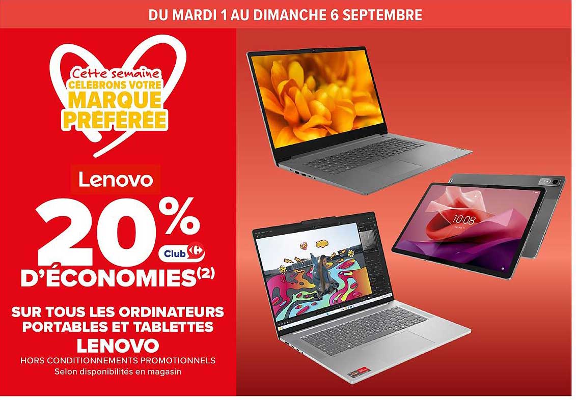 Lenovo 20% d'économies sur tous les ordinateurs portables et tablettes Lenovo
