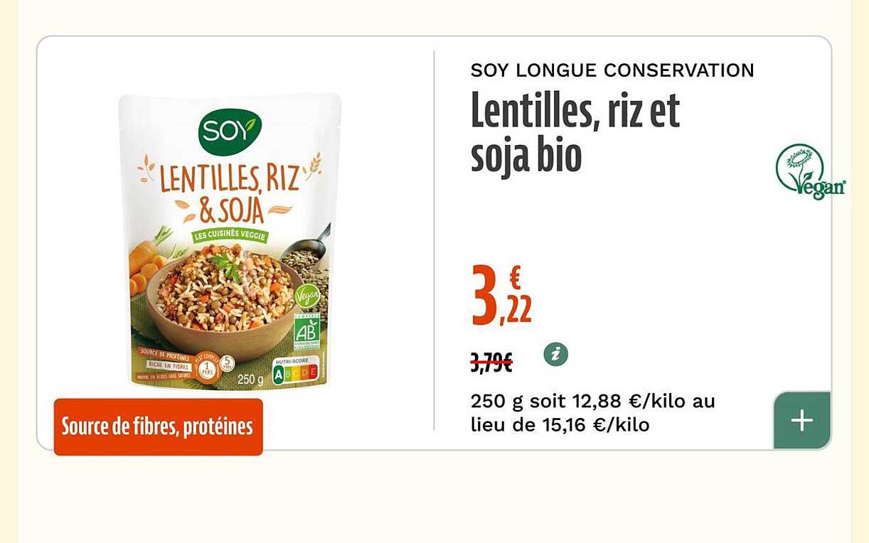 Lentilles, riz et soja bio
