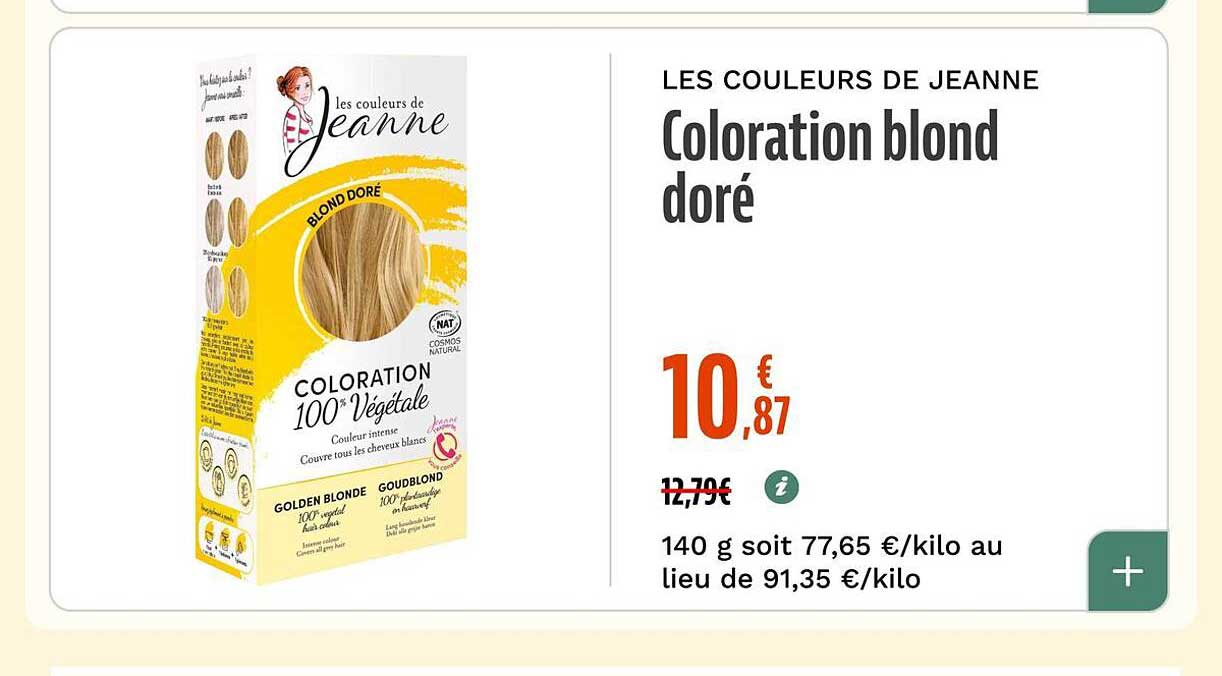 LES COULEURS DE JEANNE Coloration blond doré