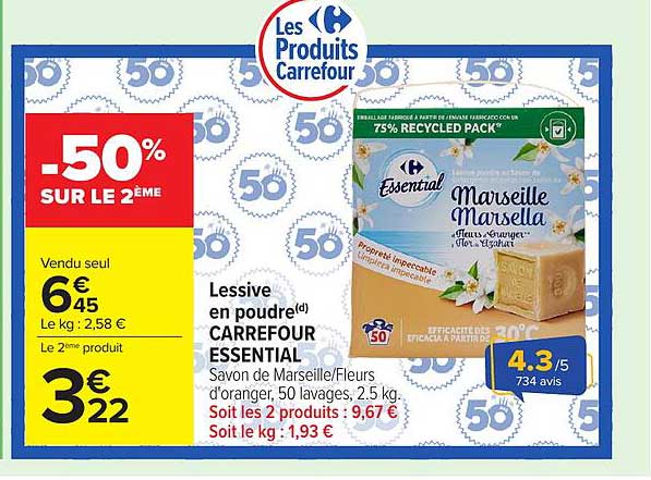 Lessive en poudre CARREFOUR ESSENTIAL