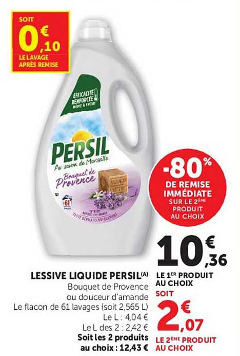 LESSIVE LIQUIDE PERSIL Bouquet de Provence ou douceur d'amande