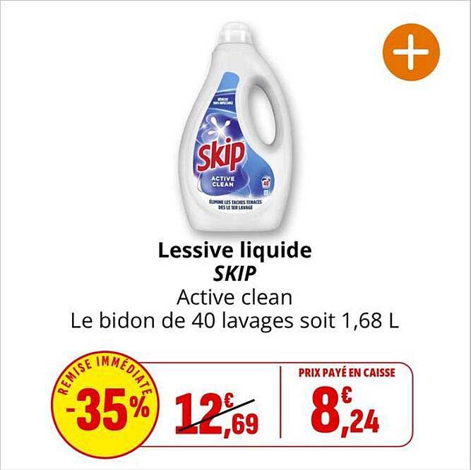 Lessive liquide SKIP Active clean Le bidon de 40 lavages soit 1,68 L