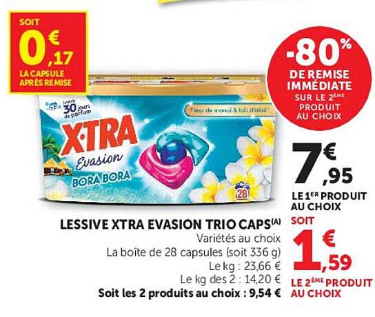 LESSIVE XTRA EVASION TRIO CAPS(A) Variétés au choix
