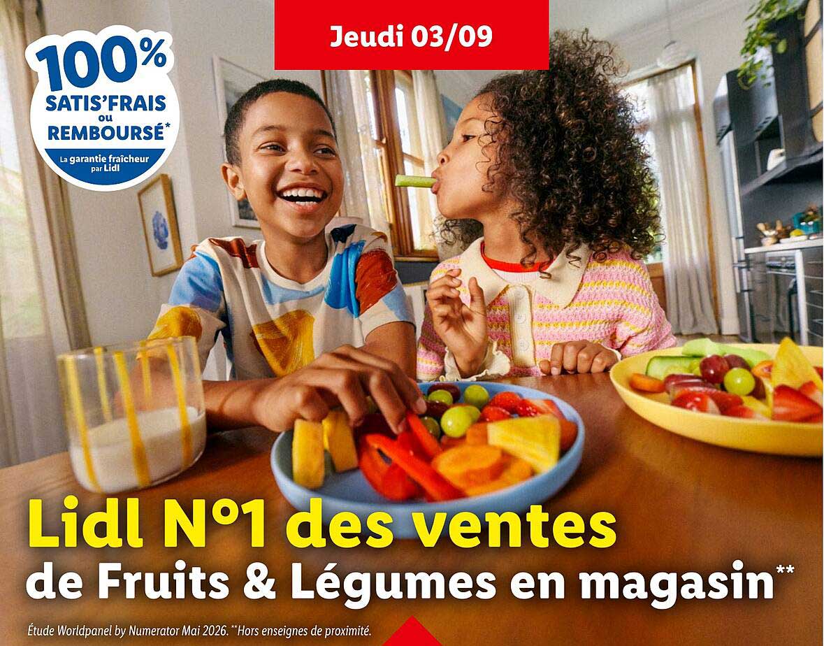 Lidl N°1 des ventes de Fruits & Légumes en magasin**