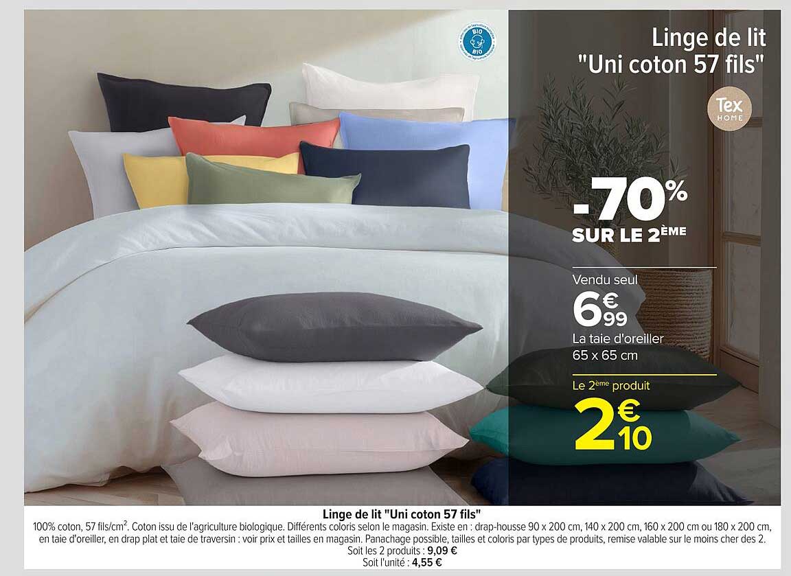 Linge de lit "Uni coton 57 fils"