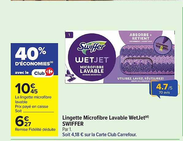 Lingette Microfibre Lavable WetJet SWIFFER