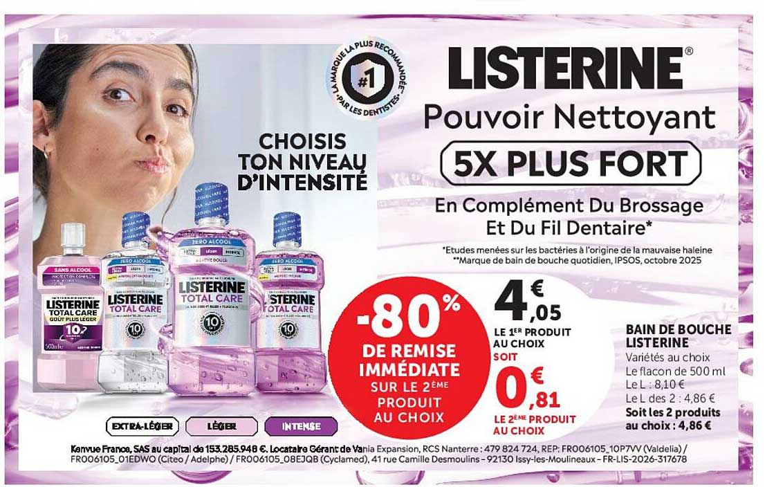 LISTERINE Pouvoir Nettoyant 5X PLUS FORT