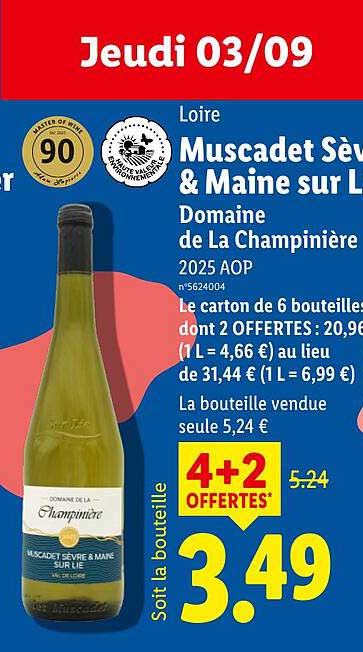 Loire Muscadet Sèvre & Maine sur Lie Domaine de La Champinière 2025 AOP