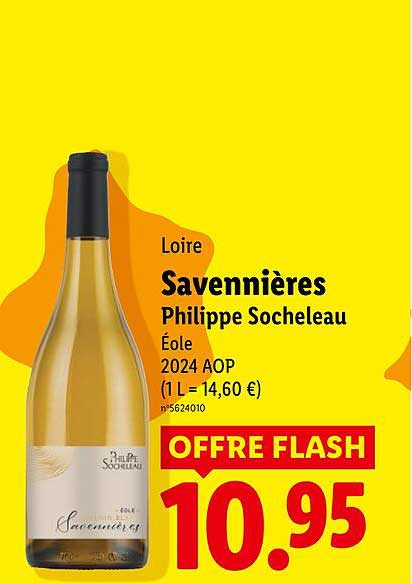 Loire Savennières Philippe Socheleau Éole 2024 AOP (1 L = 14,60 €) n°5624010 OFFRE FLASH