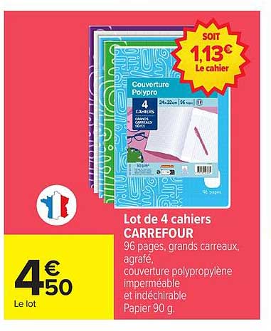Lot de 4 cahiers CARREFOUR