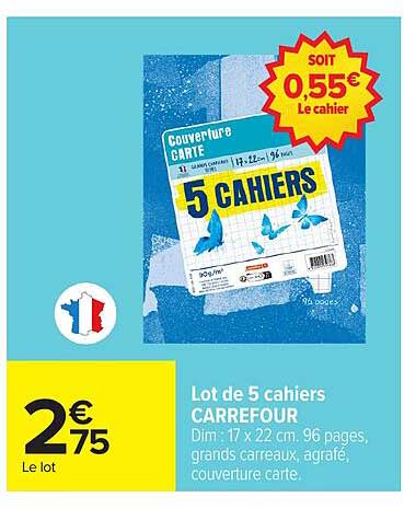 Lot de 5 cahiers CARREFOUR