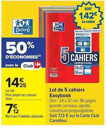 Lot de 5 cahiers Easybook