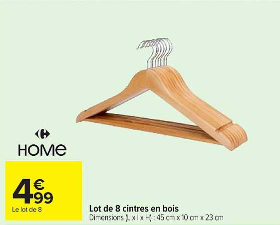 Lot de 8 cintres en bois