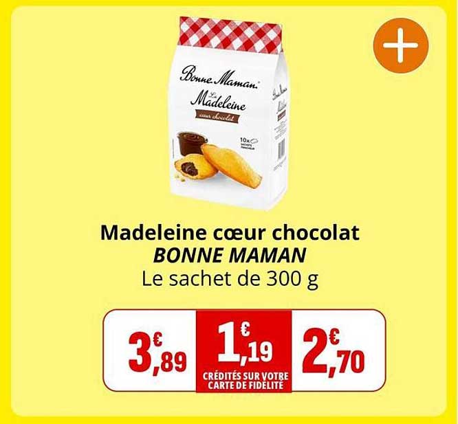 Madeleine cœur chocolat BONNE MAMAN Le sachet de 300 g