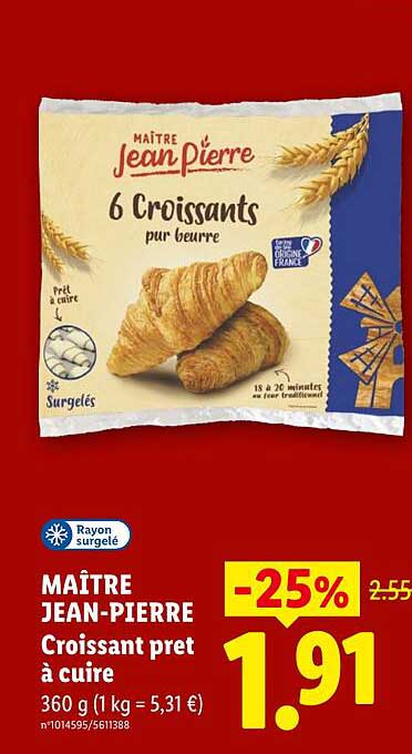 MAÎTRE JEAN-PIERRE Croissant prêt à cuire