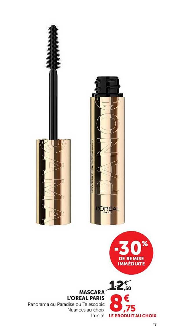 MASCARA L'OREAL PARIS Panorama ou Paradise ou Telescopic Nuances au choix L'unité LE PRODUIT AU CHOIX