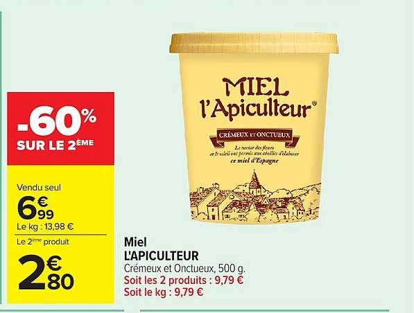 Miel l’APICULTEUR Crémeux et Onctueux, 500 g