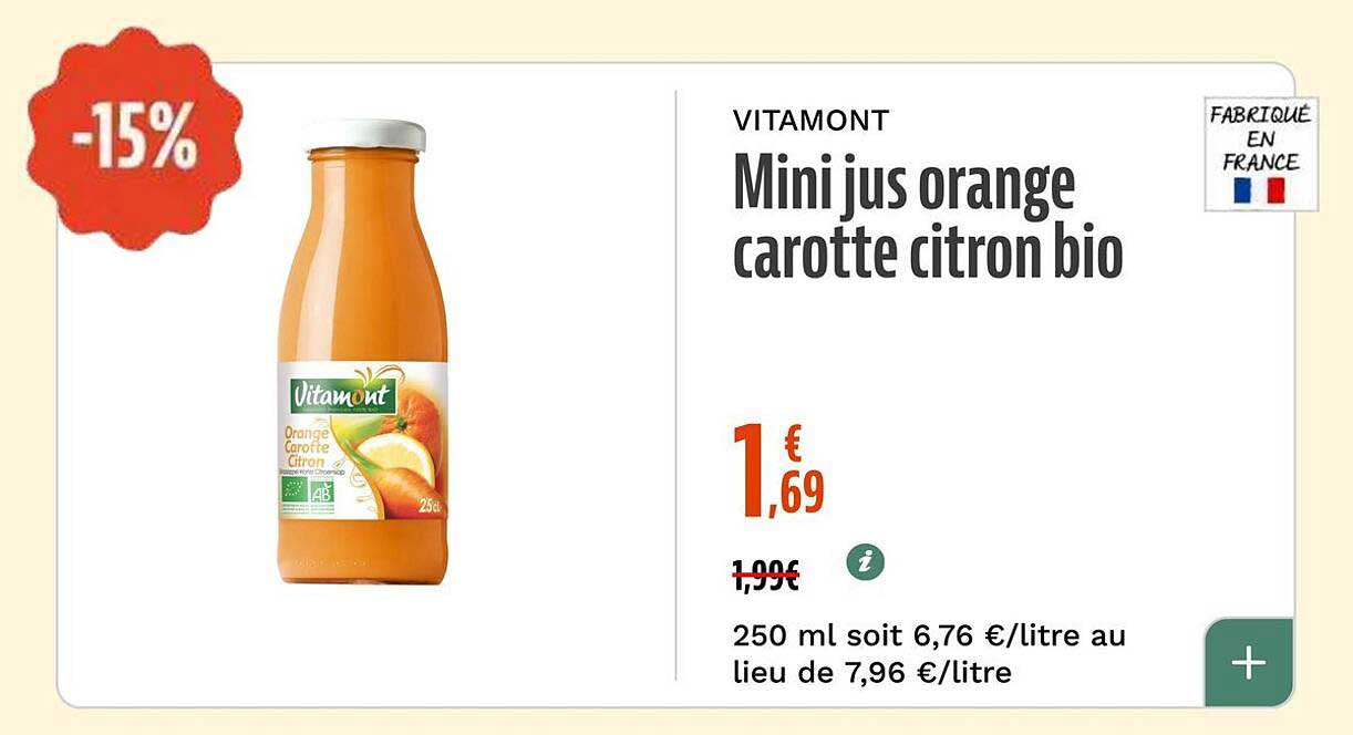 Mini jus orange carotte citron bio