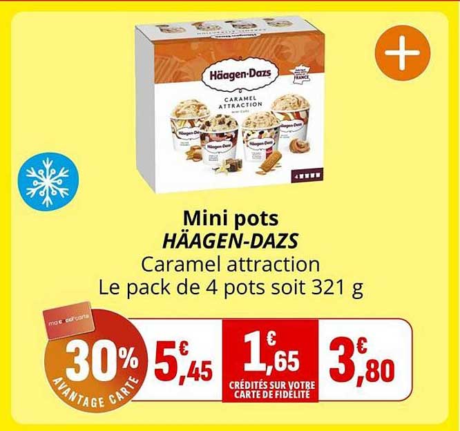 Mini pots HÄAGEN-DAZS Caramel attraction Le pack de 4 pots soit 321 g