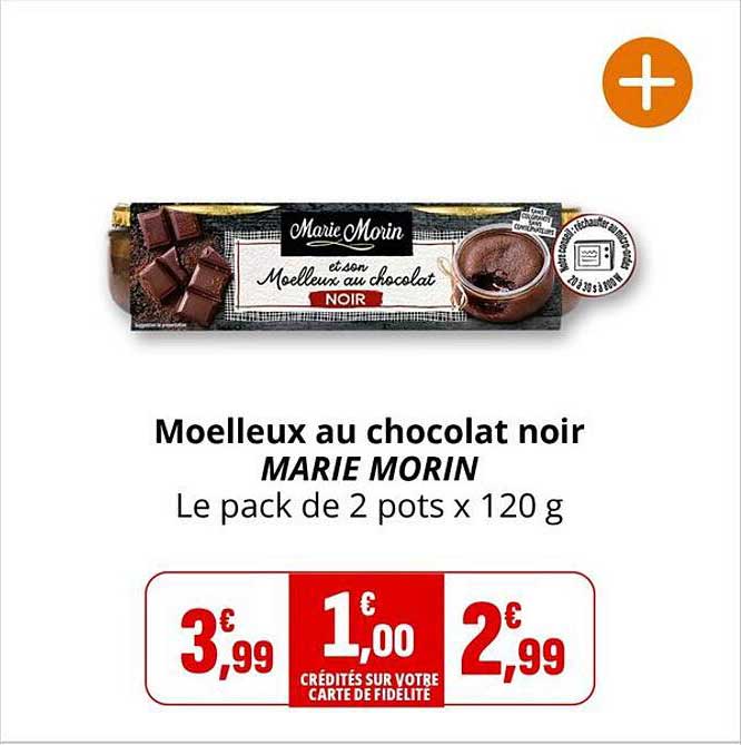 Moelleux au chocolat noir MARIE MORIN Le pack de 2 pots x 120 g