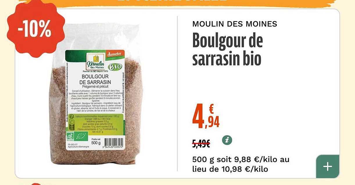 Moulin des Moines Boulgour de sarrasin bio