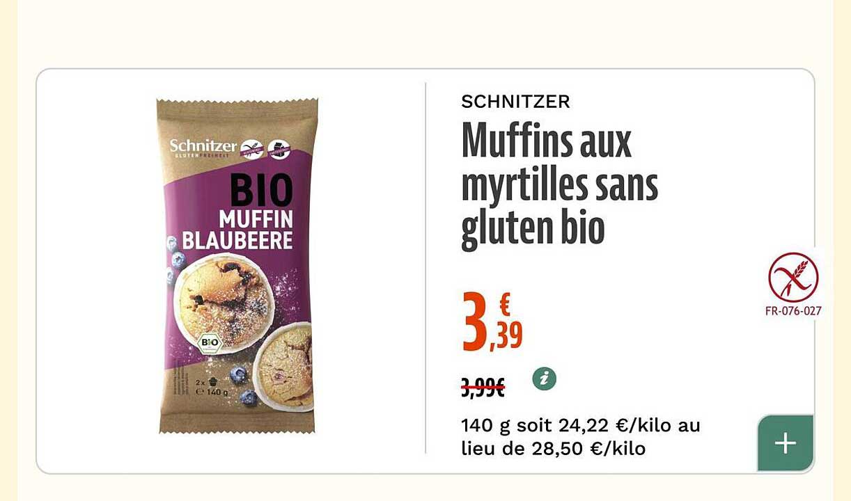 Muffins aux myrtilles sans gluten bio