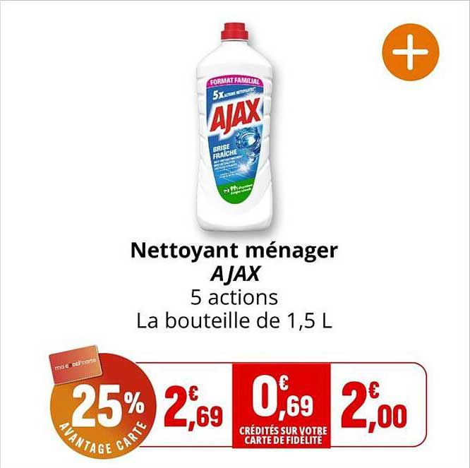 Nettoyant ménager AJAX 5 actions La bouteille de 1,5 L