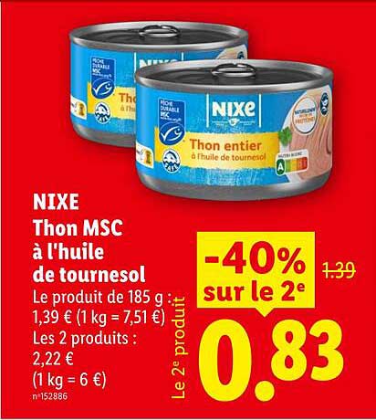 NIXE Thon MSC à l'huile de tournesol