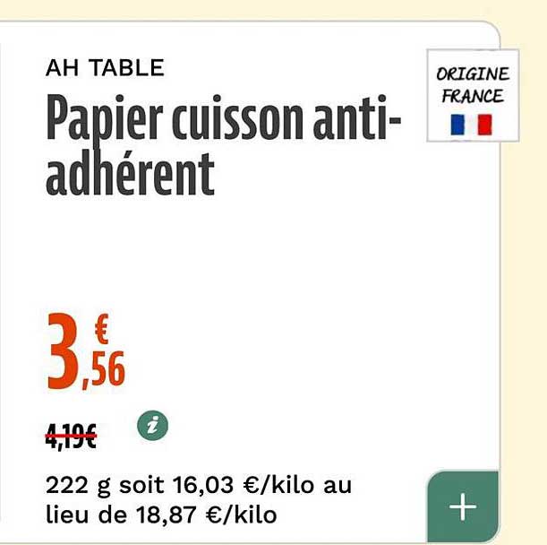 Papier cuisson anti-adhérent
