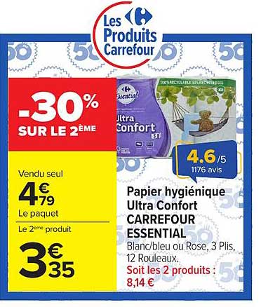 Papier hygiénique Ultra Confort CARREFOUR ESSENTIAL