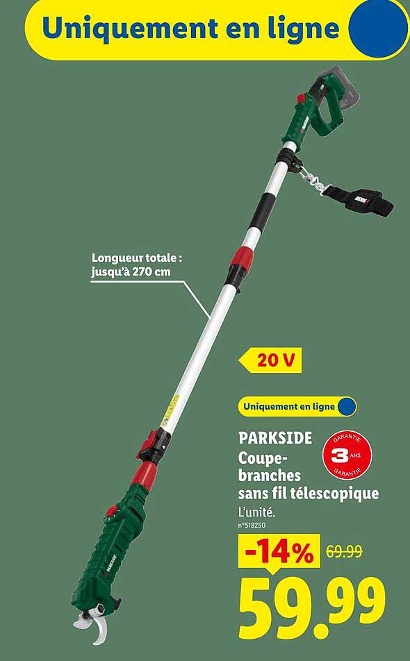 PARKSIDE Coupe-branches sans fil télescopique
