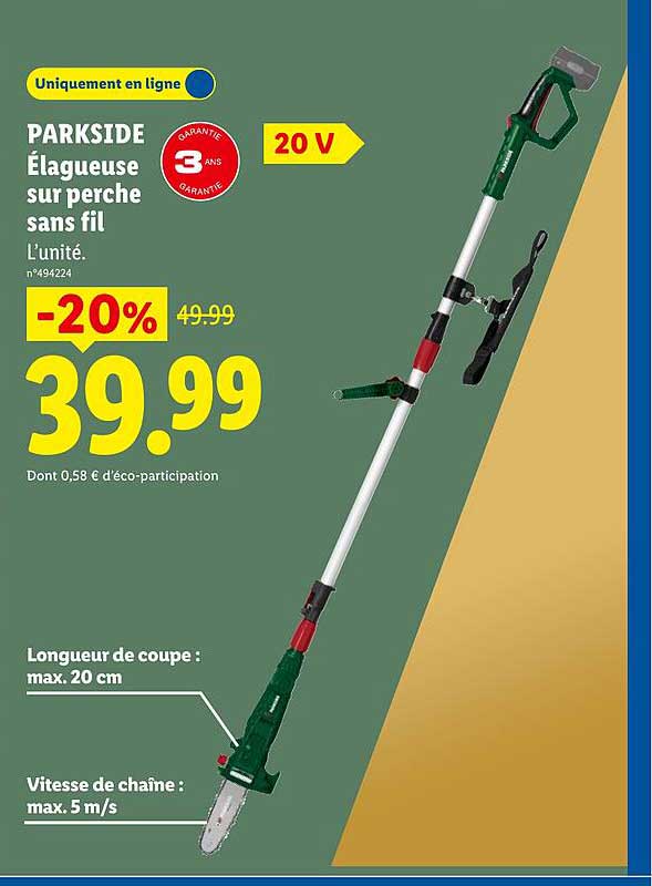 PARKSIDE Élagueuse sur perche sans fil