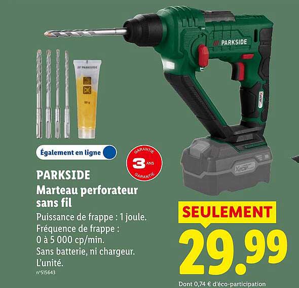 PARKSIDE Marteau perforateur sans fil