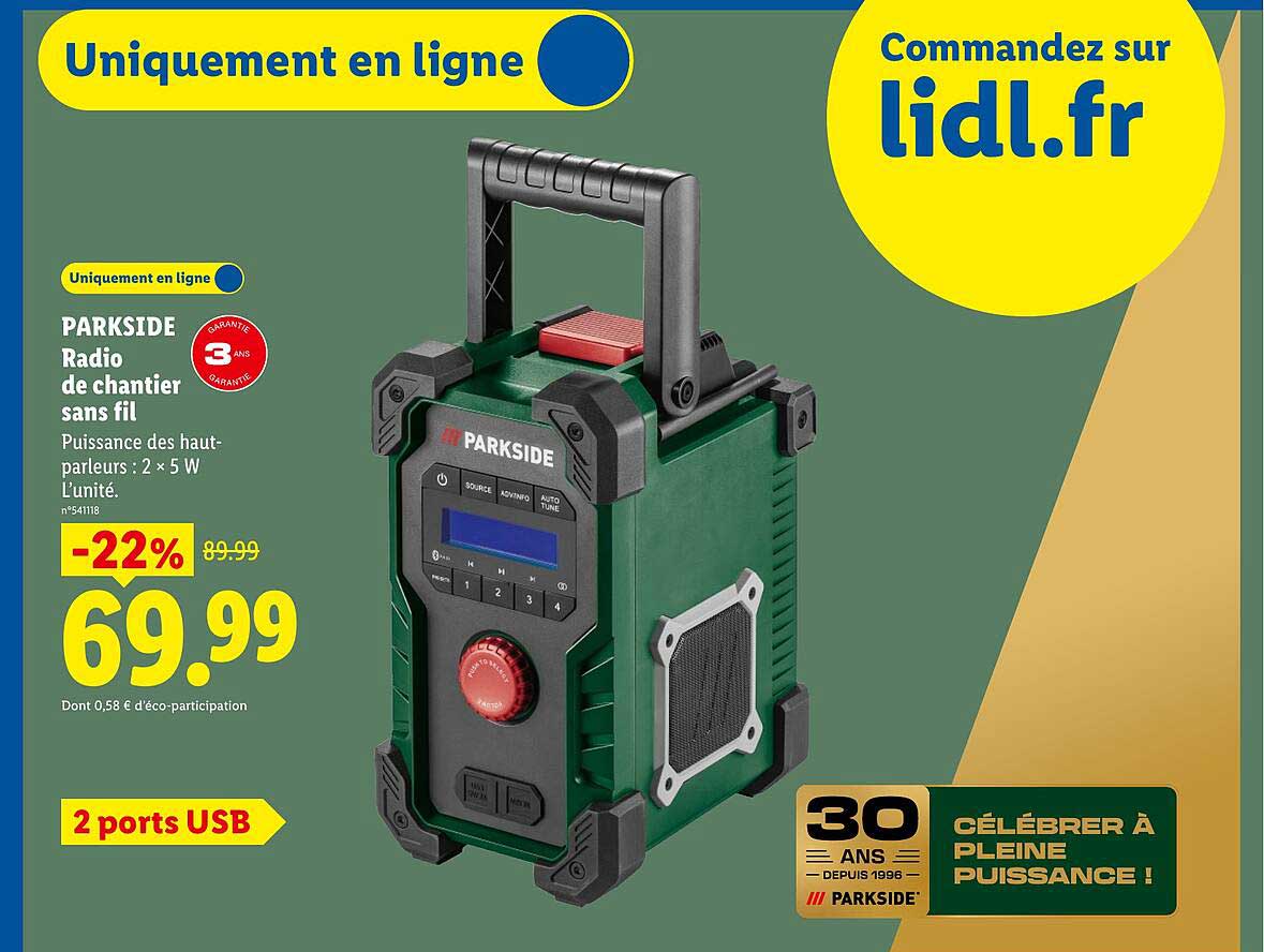 PARKSIDE Radio de chantier sans fil