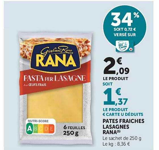 PATES FRAICHES LASAGNES RANA