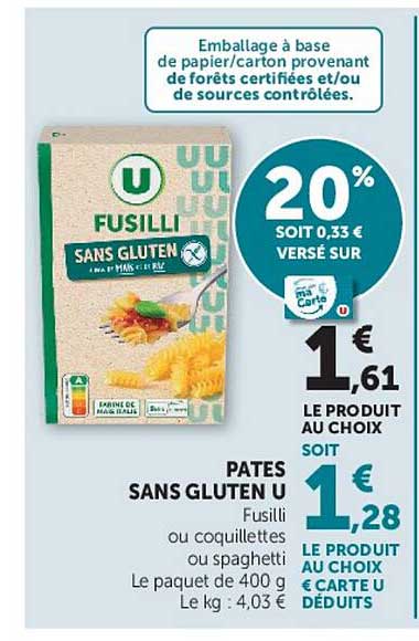 PATES SANS GLUTEN U
