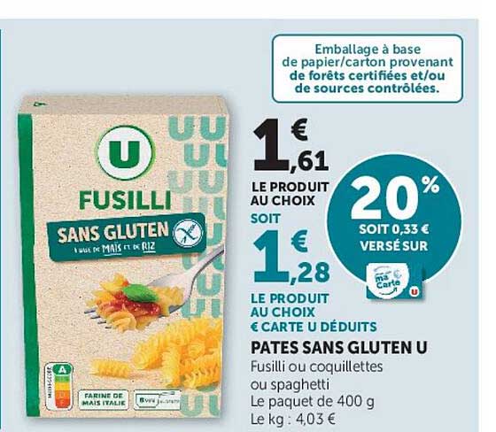 PATES SANS GLUTEN U