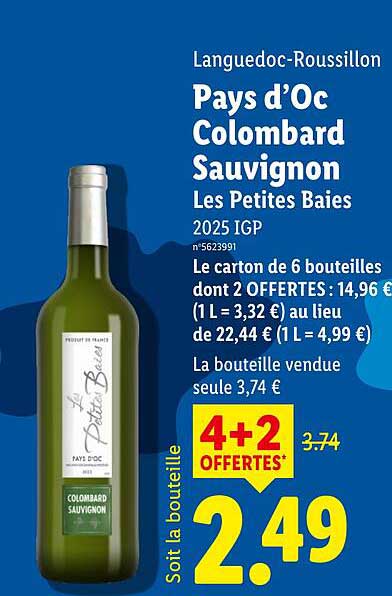 Pays d’Oc Colombard Sauvignon Les Petites Baies 2025 IGP