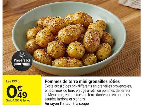 Pommes de terre mini grenailles rôties