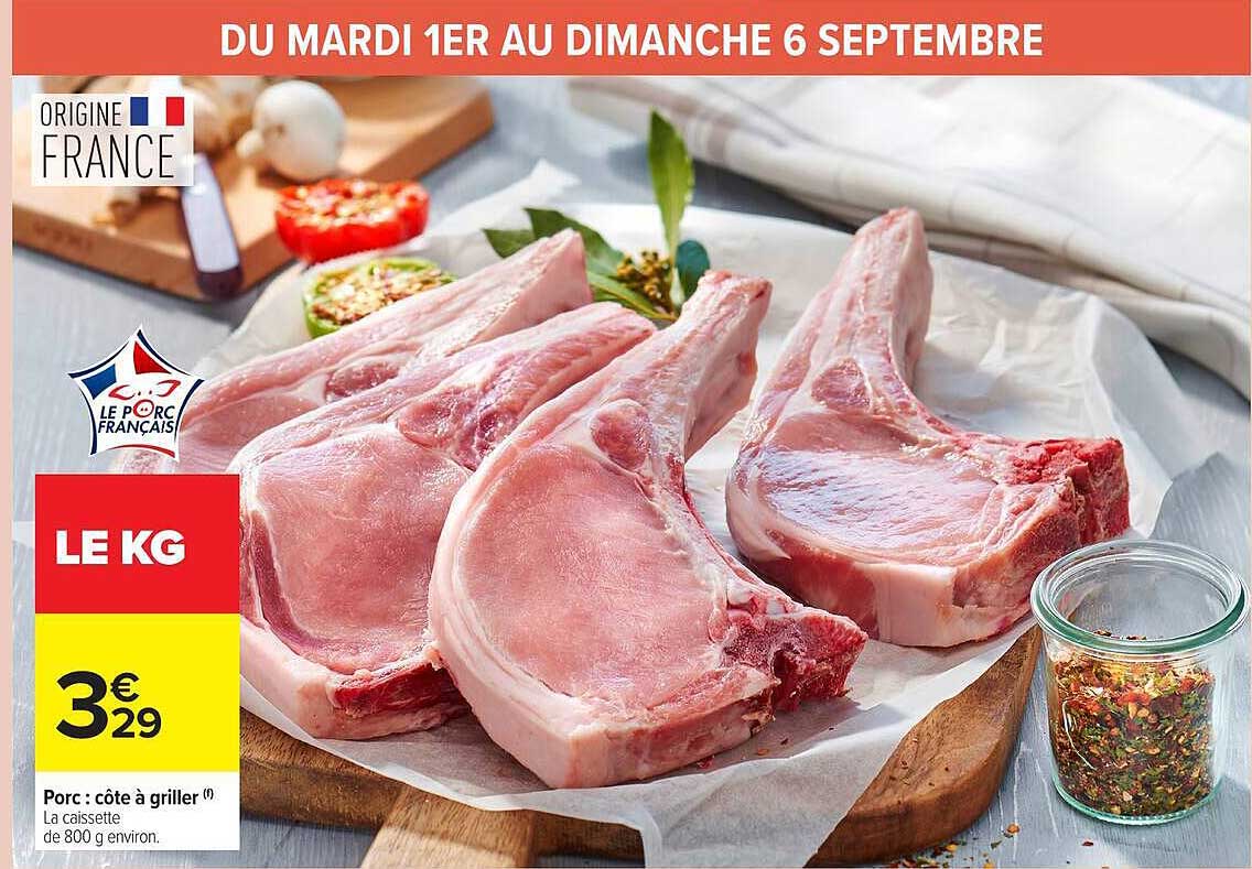 Porc : côte à griller