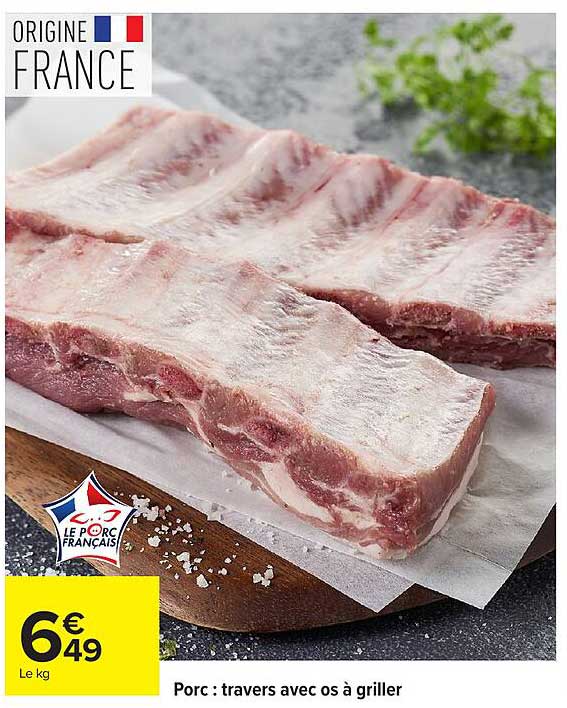 Porc : travers avec os à griller